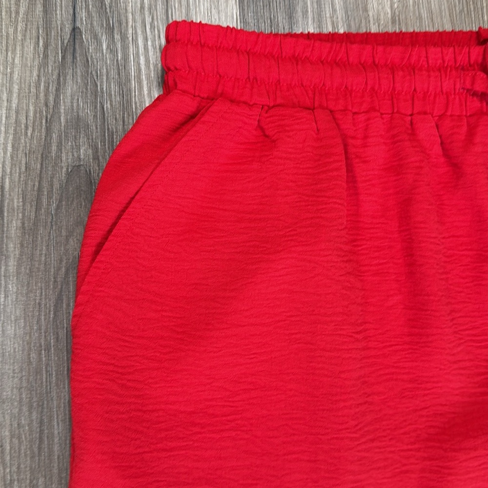 Jodifl Red Wide Leg Pants L NWT High Rise‎ Drawstring Pockets Comfy Chic - Picture 3 of 11